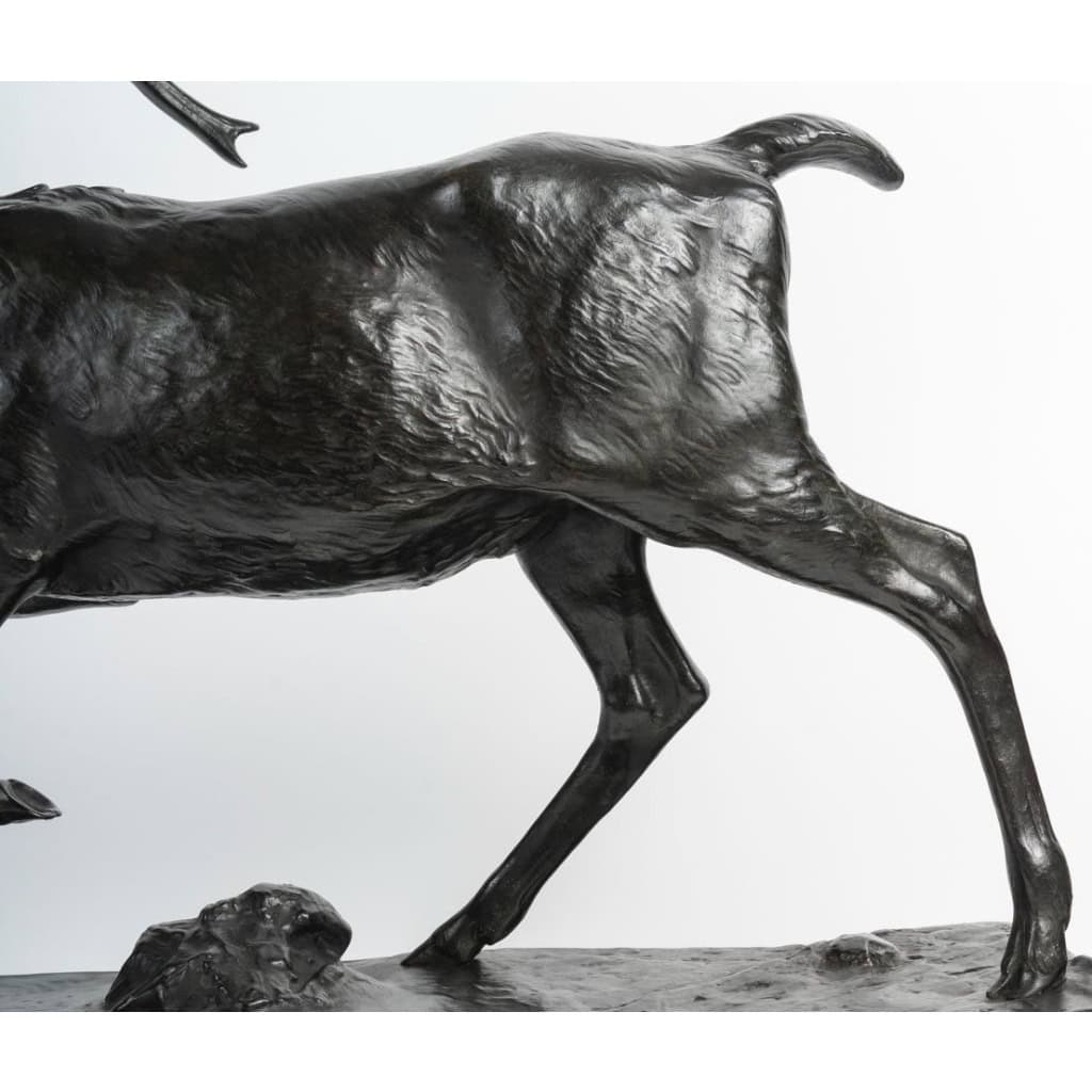 Sculpture – Le Cerf Debout (Grand Modèle) , Antoine – Louis Barye (1795-1875) – Bronze 9