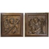 Paire de panneaux en bois sculpté d’anges musiciens. 13