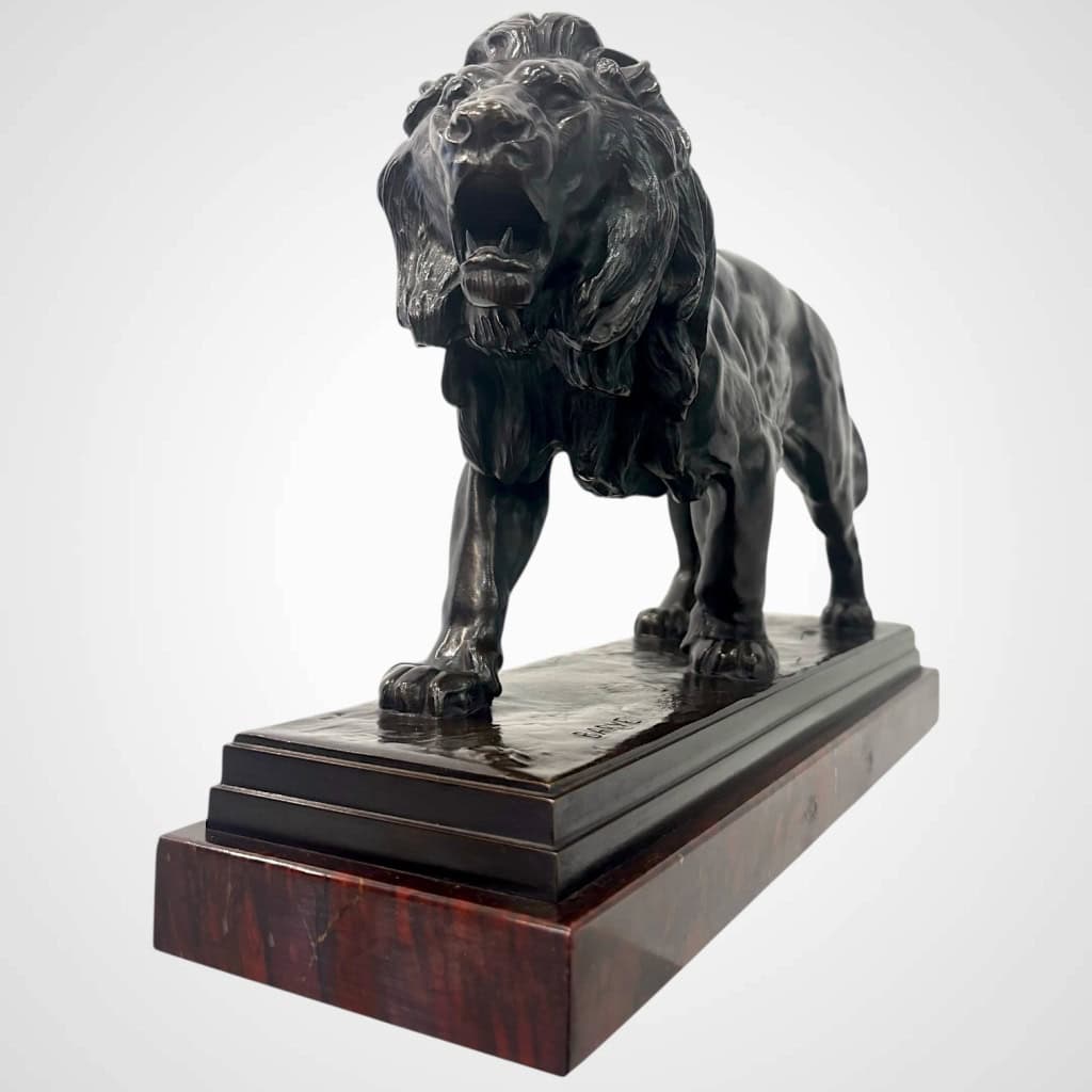 Sculpture – Le Lion Marchant , Antoine – Louis Barye (1795-1875) – Bronze 4