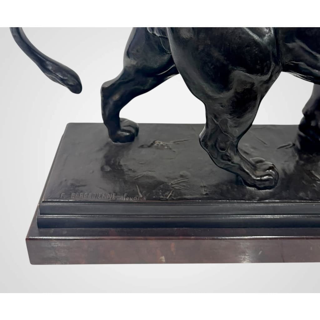 Sculpture – Le Lion Marchant , Antoine – Louis Barye (1795-1875) – Bronze 11