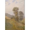 Tableau signé, huile sur toile, école de Barbizon  » femme à l’ombrelle » 11