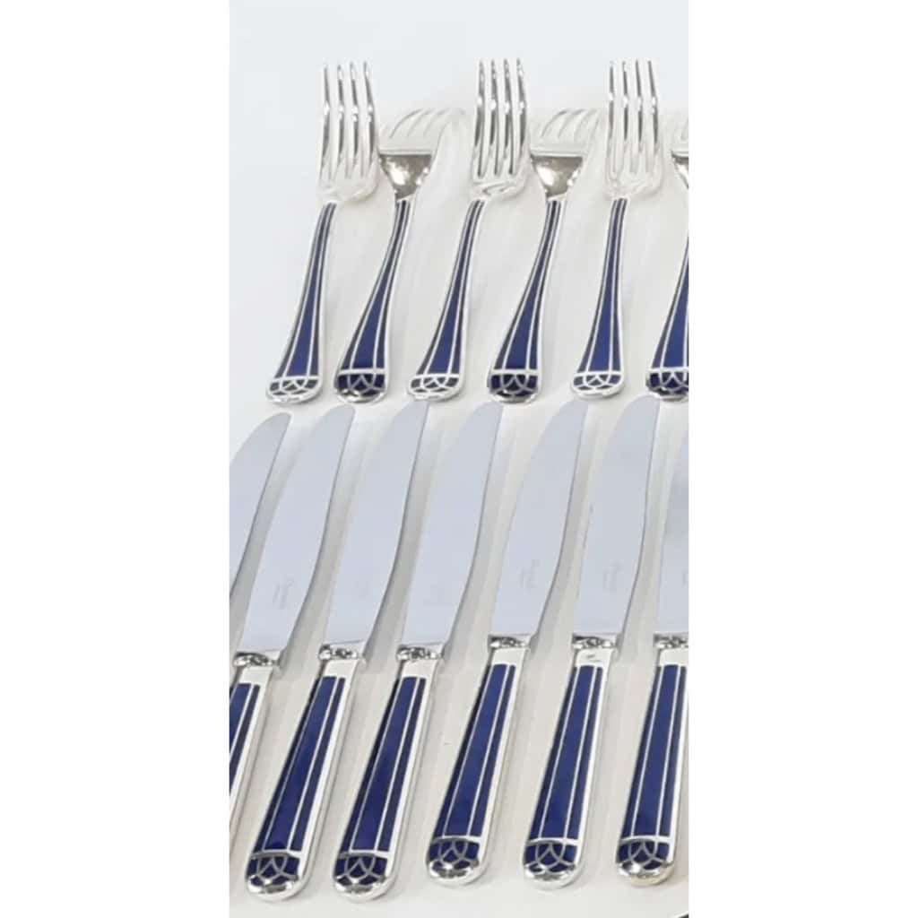 CHRISTOFLE, Ménagère ‘Talisman laque bleue’ 24 pièces 5