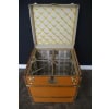 Malle Moynat à chapeaux , forme cube en toile orange. 32