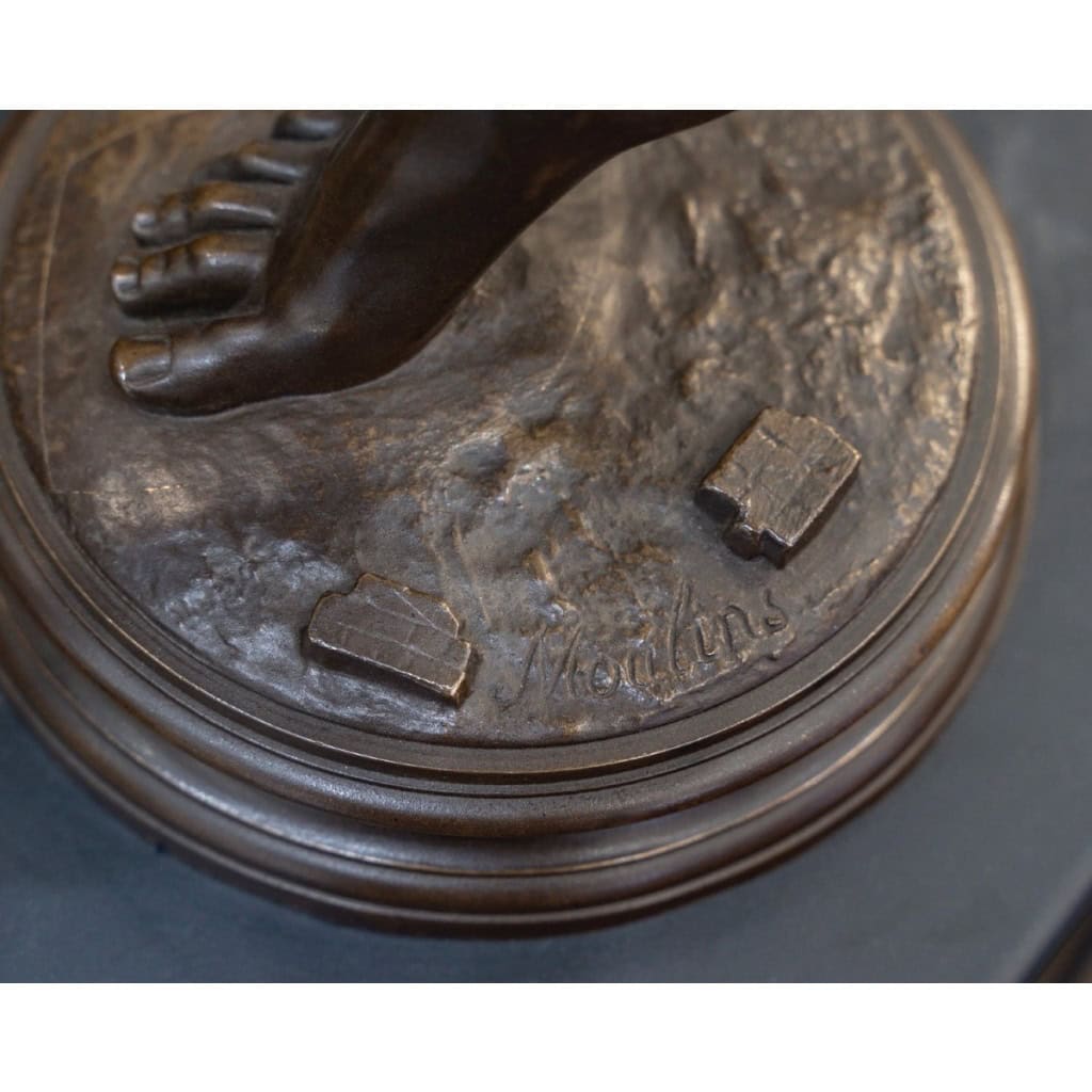 Sculpture – Une Trouvaille à Pompéi , Hippolyte Alexandre Moulin (1832-1884) – Bronze 12