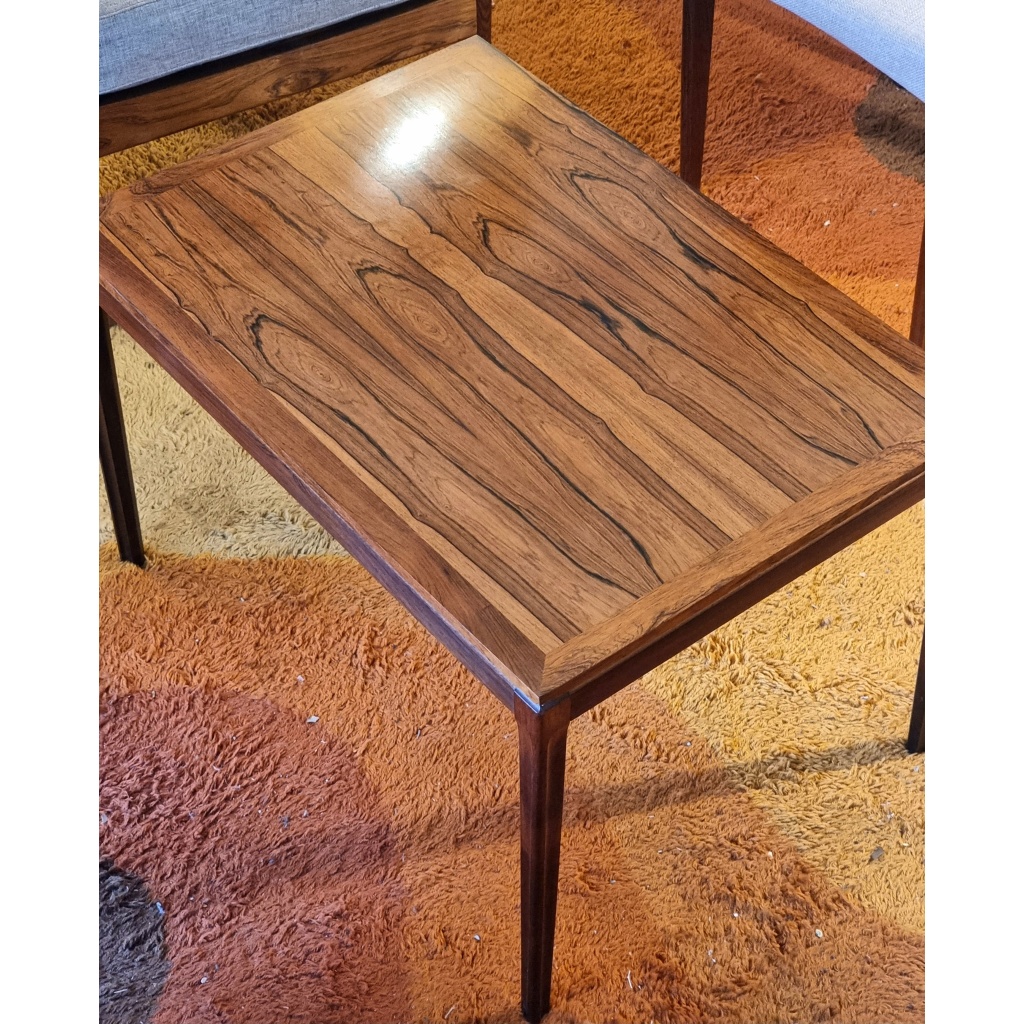 Table basse, d’appoint vintage scandinave en palissandre 1960 5