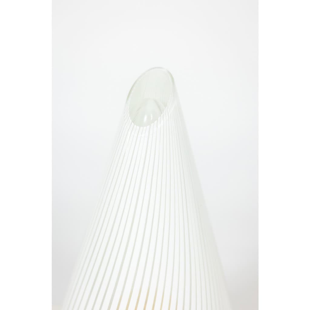 Lampe conique en verre de Murano à motifs rayés blancs. Années 70. LS6573256K 8