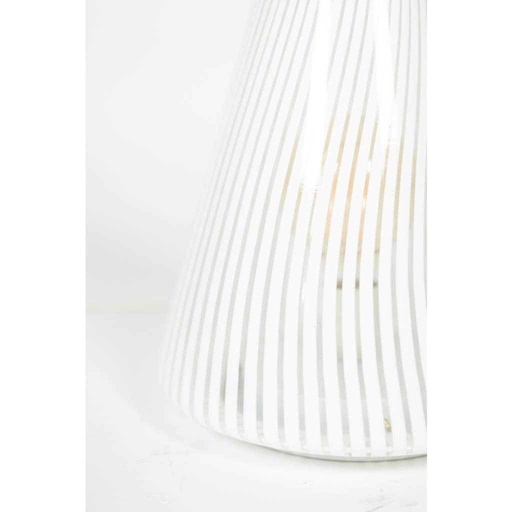 Lampe conique en verre de Murano à motifs rayés blancs. Années 70. LS6573256K 7