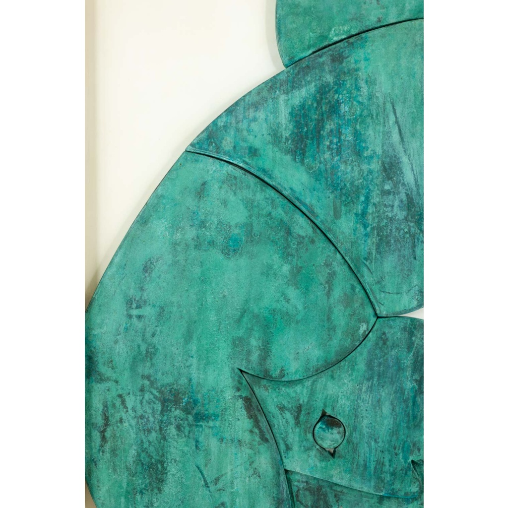 « Les Jumeaux », bas-relief encadré de chêne en bois et cuivre patiné. LS64863009P 8