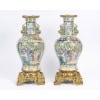 Paire de vases Canton pouvant former des lampes , XIXème siècle. 24