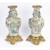 Paire de vases Canton pouvant former des lampes , XIXème siècle. 18