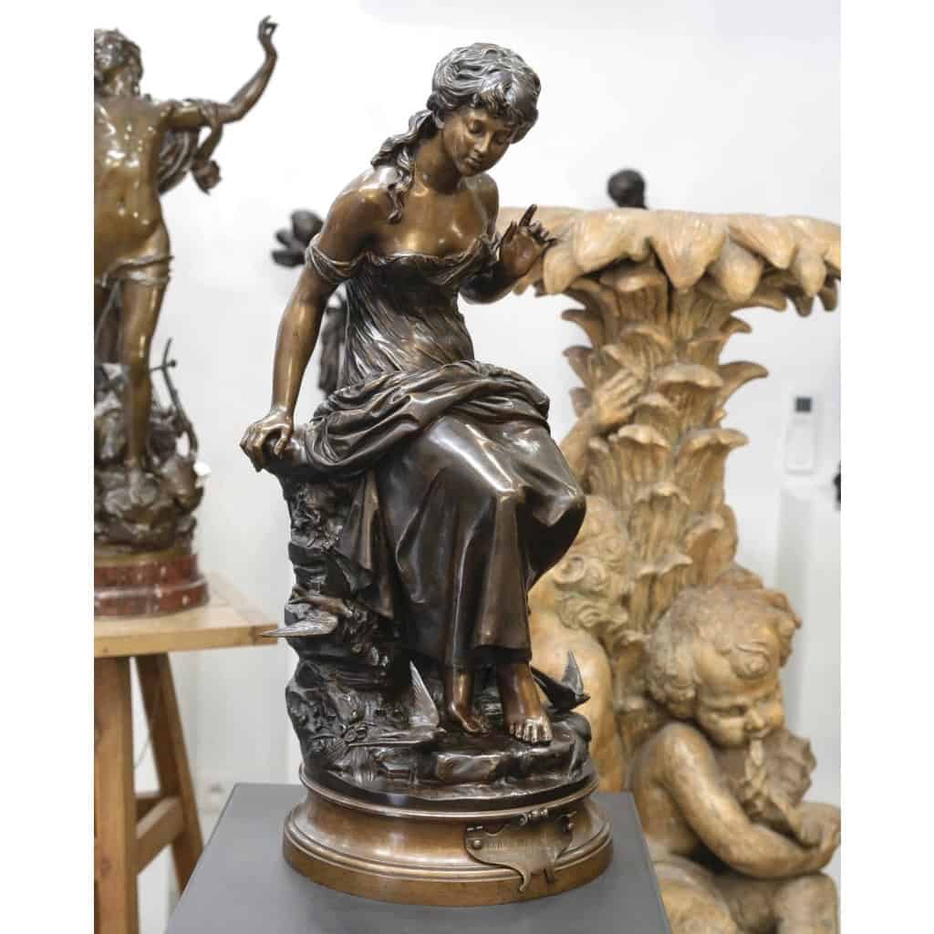 Sculpture – Le Retour Des Hirondelles , Auguste Moreau (1834-1917) – Bronze 5