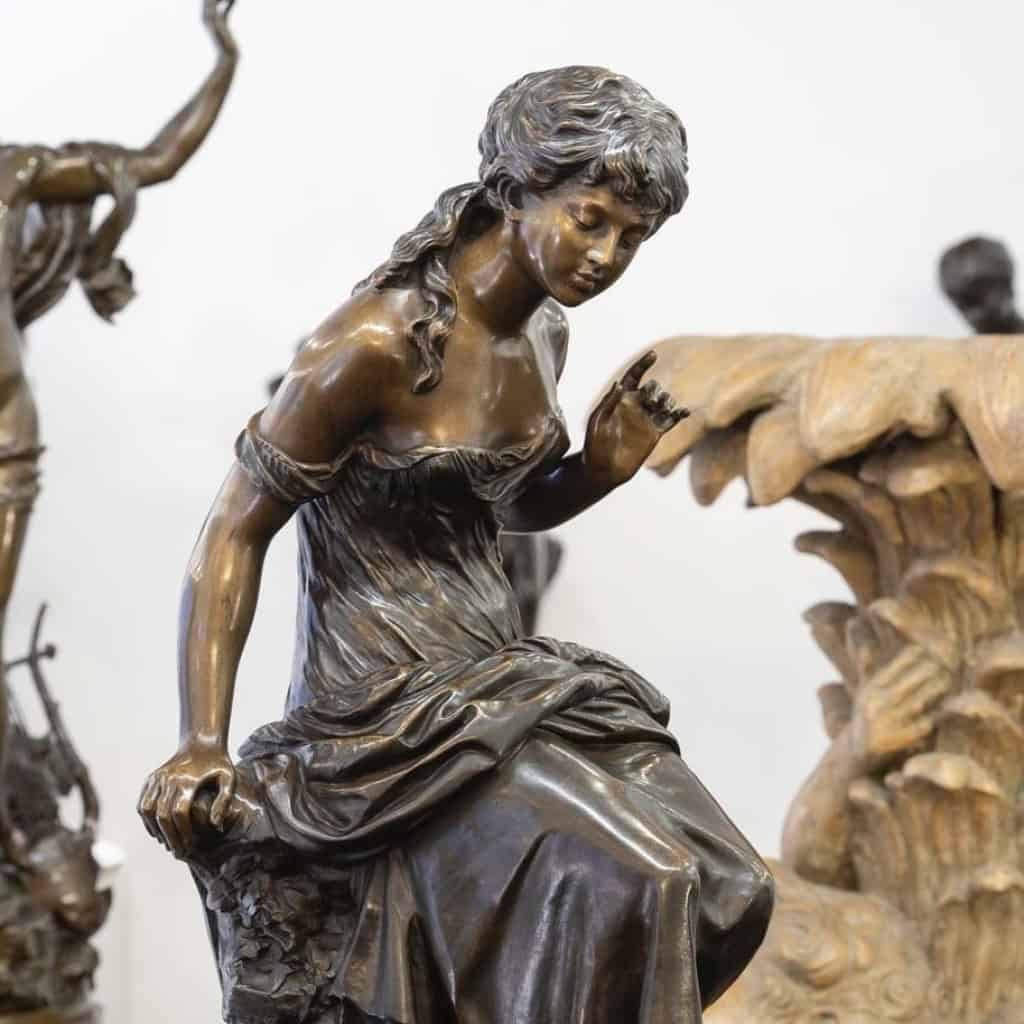 Sculpture – Le Retour Des Hirondelles , Auguste Moreau (1834-1917) – Bronze 4