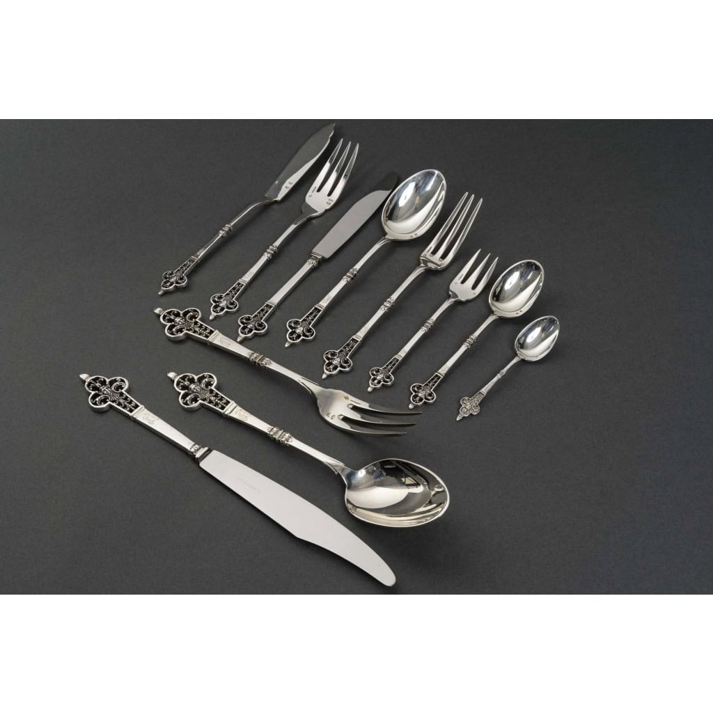 CARDEILHAC – MENAGERE 150 PIECES EN ARGENT MODELE  » RENAISSANCE » XXe 4