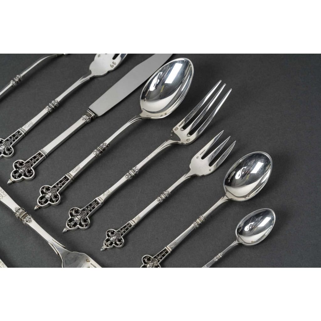 CARDEILHAC – MENAGERE 150 PIECES EN ARGENT MODELE  » RENAISSANCE » XXe 8