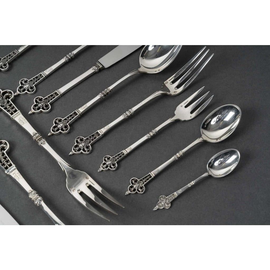 CARDEILHAC – MENAGERE 150 PIECES EN ARGENT MODELE  » RENAISSANCE » XXe 10