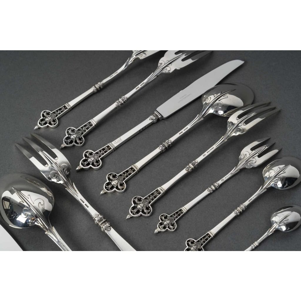 CARDEILHAC – MENAGERE 150 PIECES EN ARGENT MODELE  » RENAISSANCE » XXe 15