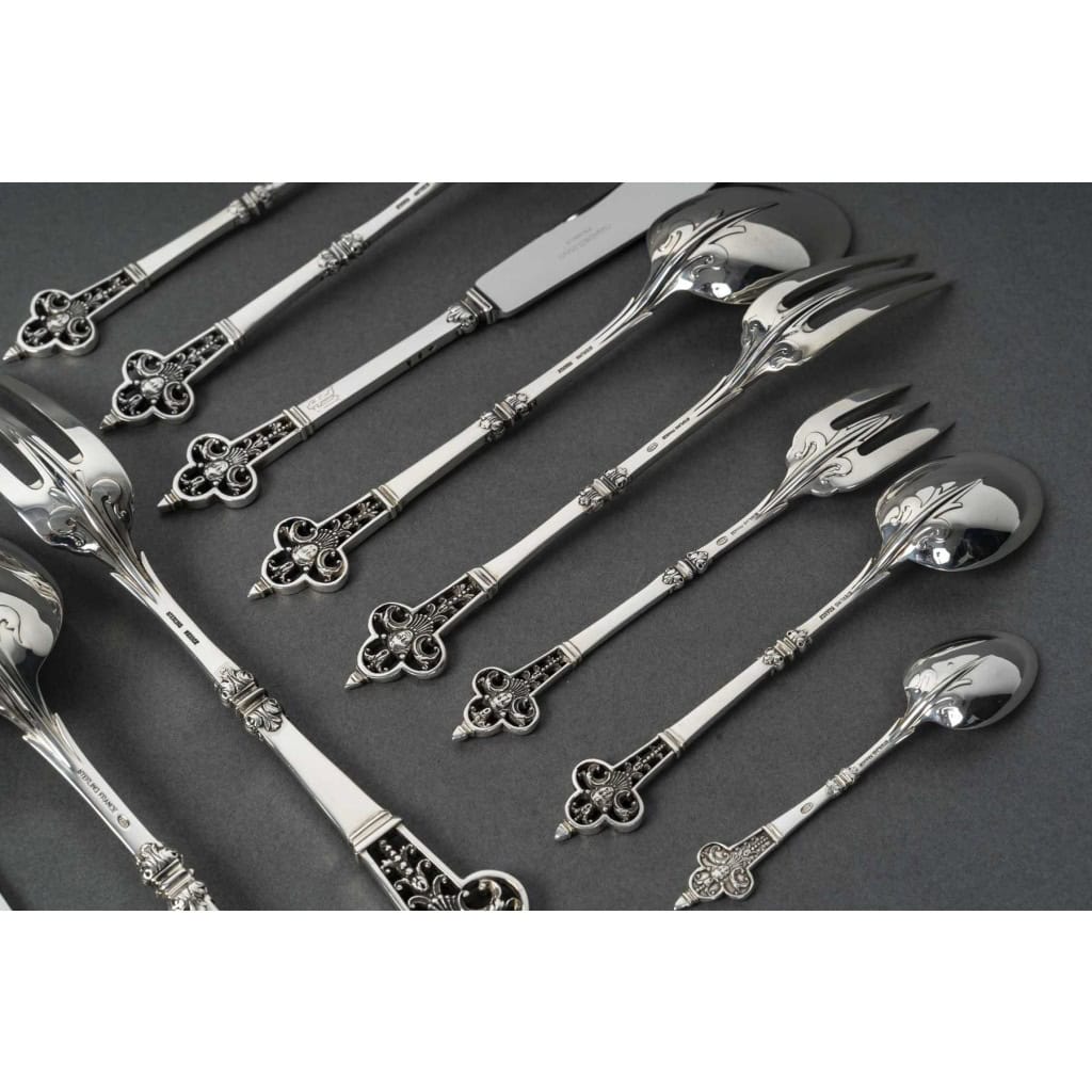 CARDEILHAC – MENAGERE 150 PIECES EN ARGENT MODELE  » RENAISSANCE » XXe 16