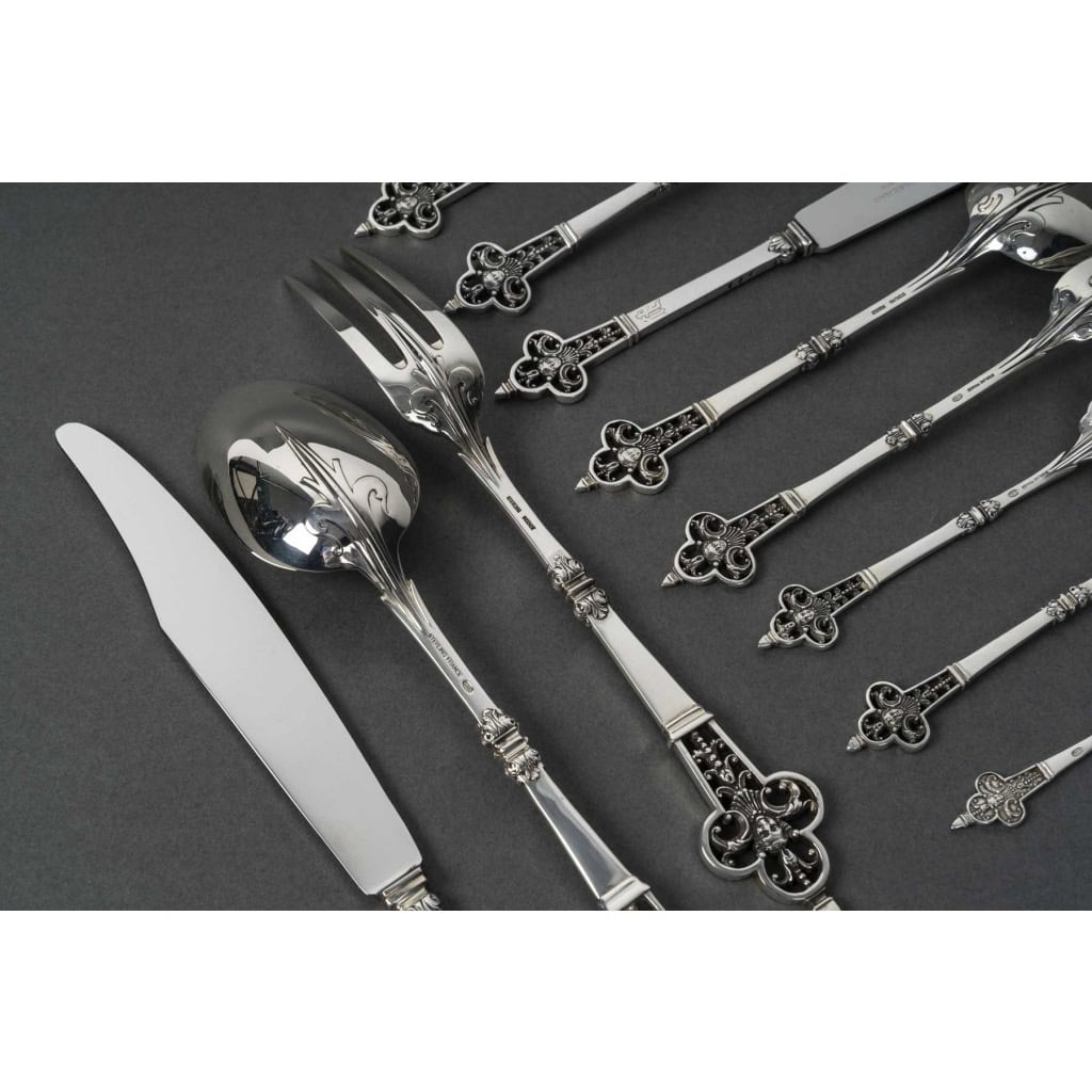 CARDEILHAC – MENAGERE 150 PIECES EN ARGENT MODELE  » RENAISSANCE » XXe 18