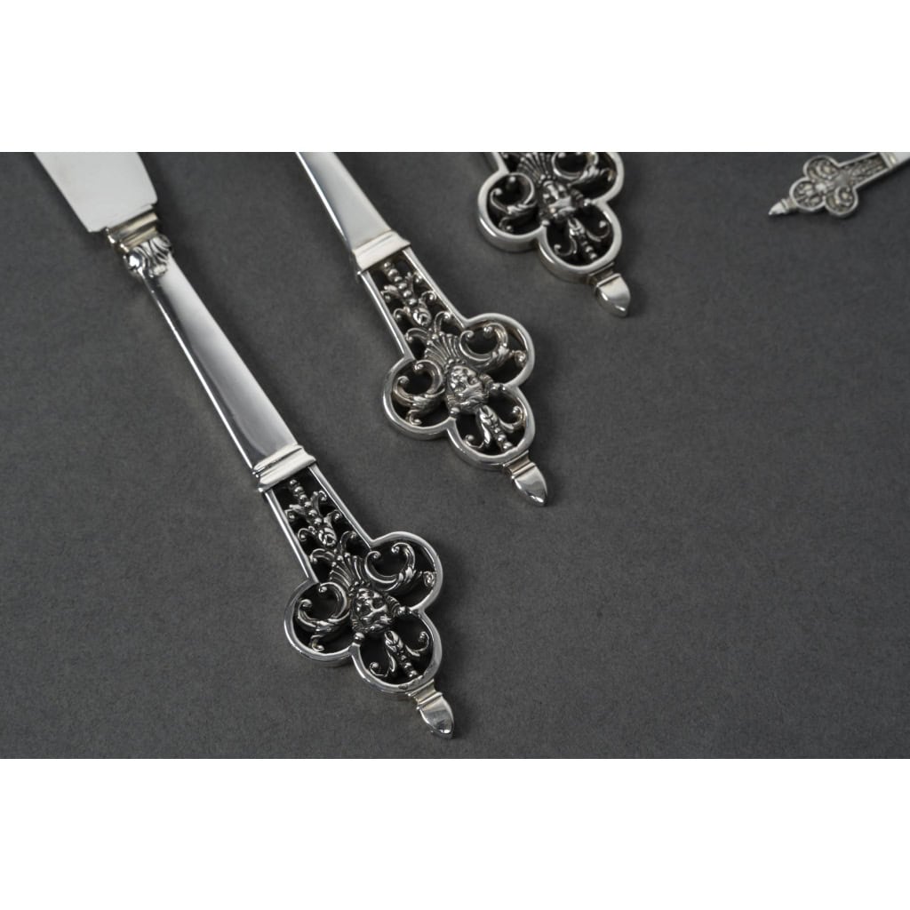 CARDEILHAC – MENAGERE 150 PIECES EN ARGENT MODELE  » RENAISSANCE » XXe 19