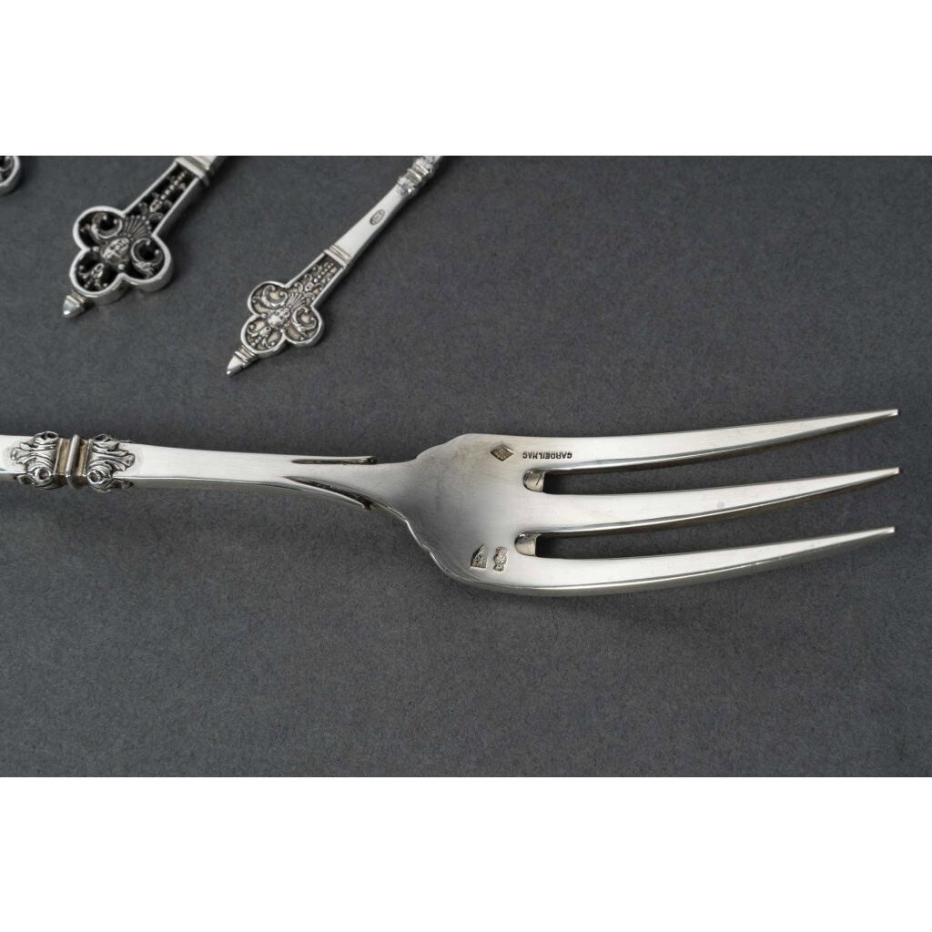 CARDEILHAC – MENAGERE 150 PIECES EN ARGENT MODELE  » RENAISSANCE » XXe 21