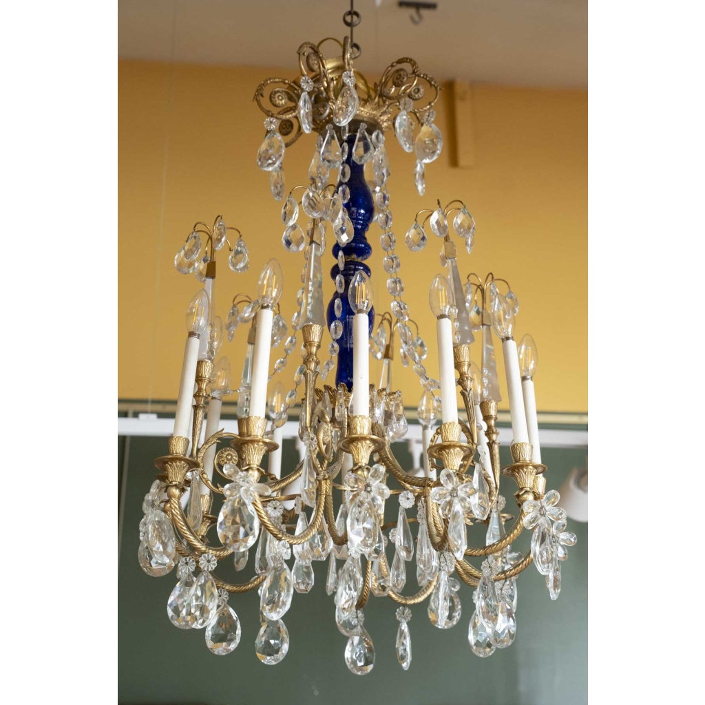 Paire de Lustes Néoclassique en bronze doré et cristal. Circa 1900 4