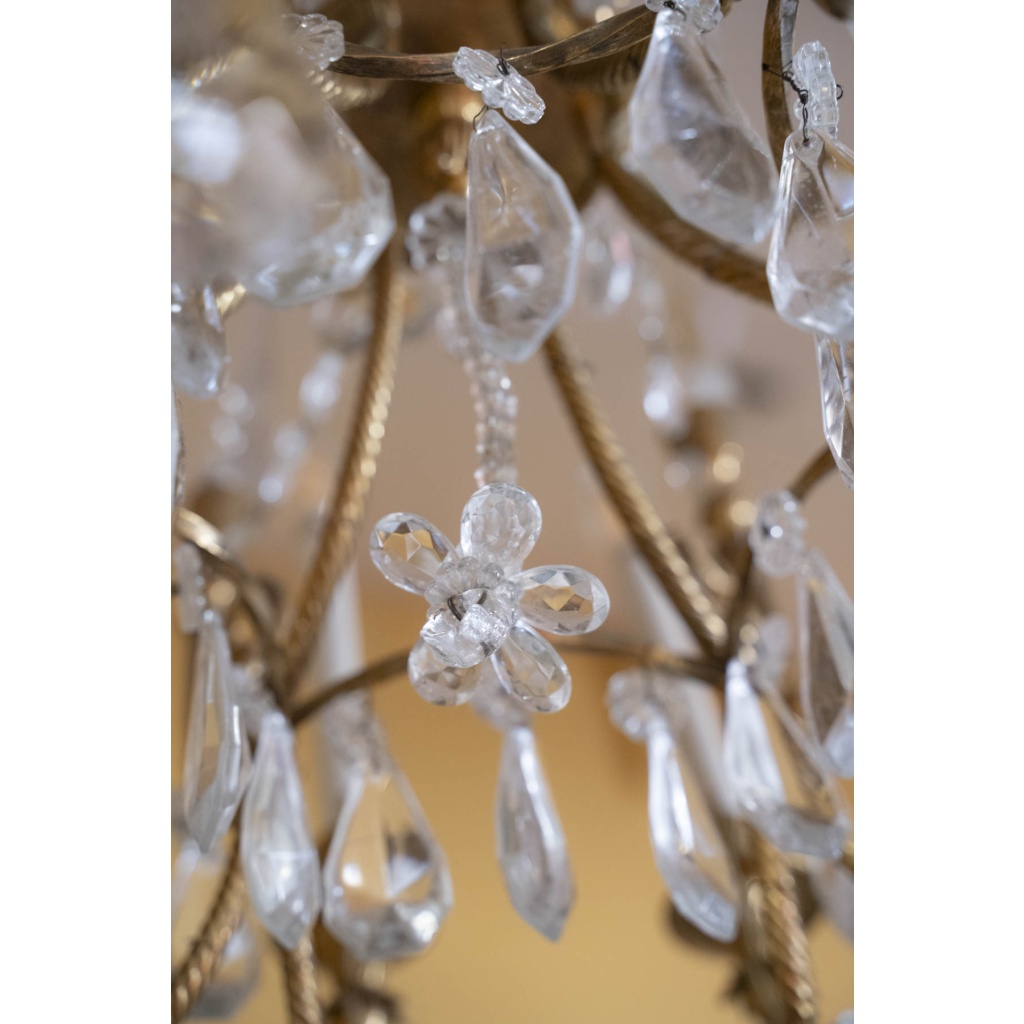 Paire de Lustes Néoclassique en bronze doré et cristal. Circa 1900 7