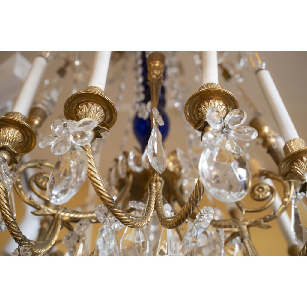Paire de Lustes Néoclassique en bronze doré et cristal. Circa 1900 6