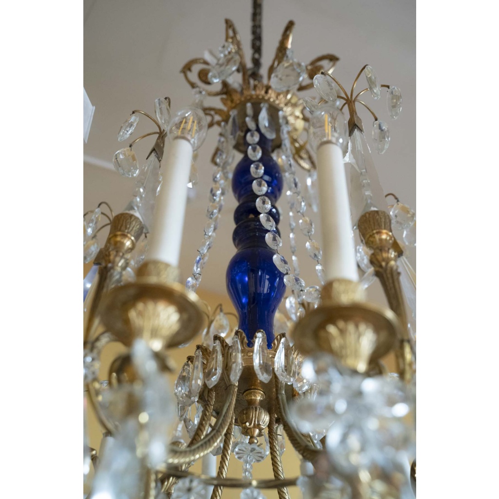Paire de Lustes Néoclassique en bronze doré et cristal. Circa 1900 5