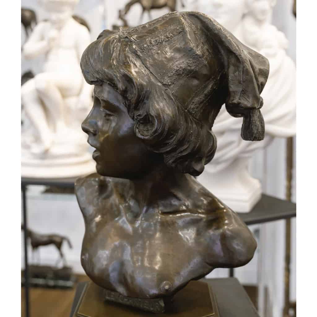 Sculpture – Le Chanteur Florentin , Alphonse Van Beurden (1854 -1938) – Bronze 9
