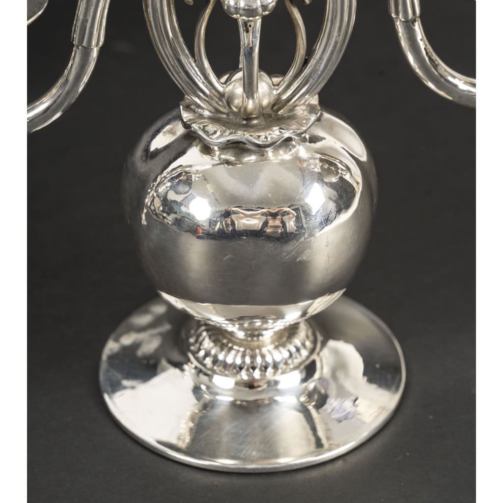 GEORG JENSEN Paire de candélabres en argent massif XXe ART DECO 7