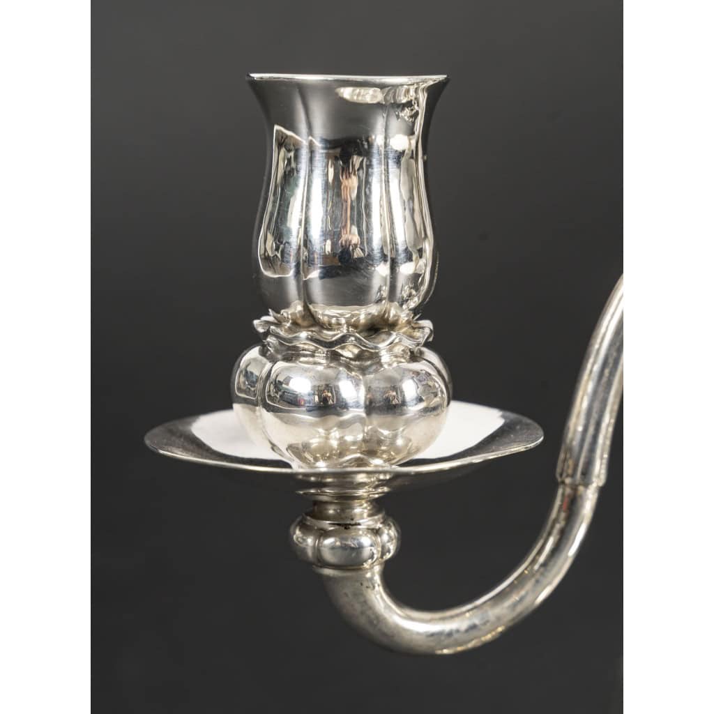 GEORG JENSEN Paire de candélabres en argent massif XXe ART DECO 15