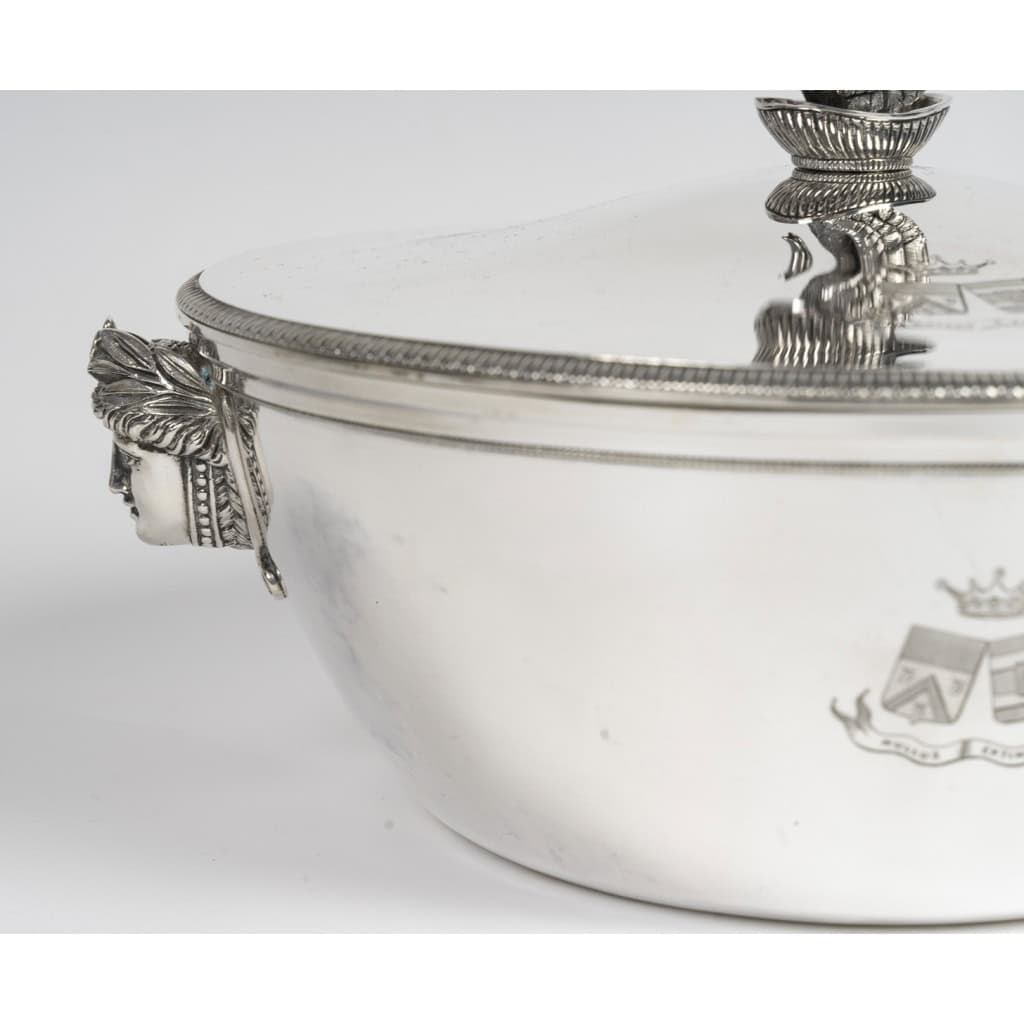 Orfèvre ANTOINE BOUILLET – Légumier couvert en argent massif Epoque 1er empire 8
