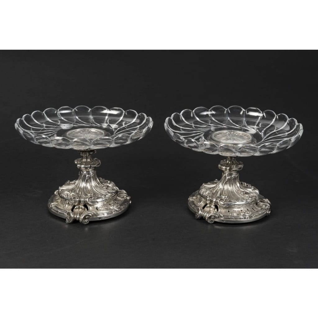 Orfèvre Eugène MERMILLOD – Paire de coupes en argent massif et cristal BACCARAT – XIXe 3