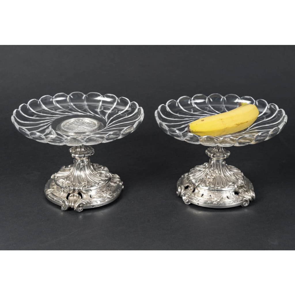 Orfèvre Eugène MERMILLOD – Paire de coupes en argent massif et cristal BACCARAT – XIXe 12