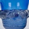1930 René Lalique – Vase Piriac Verre Bleu Saphir Patiné Blanc 11