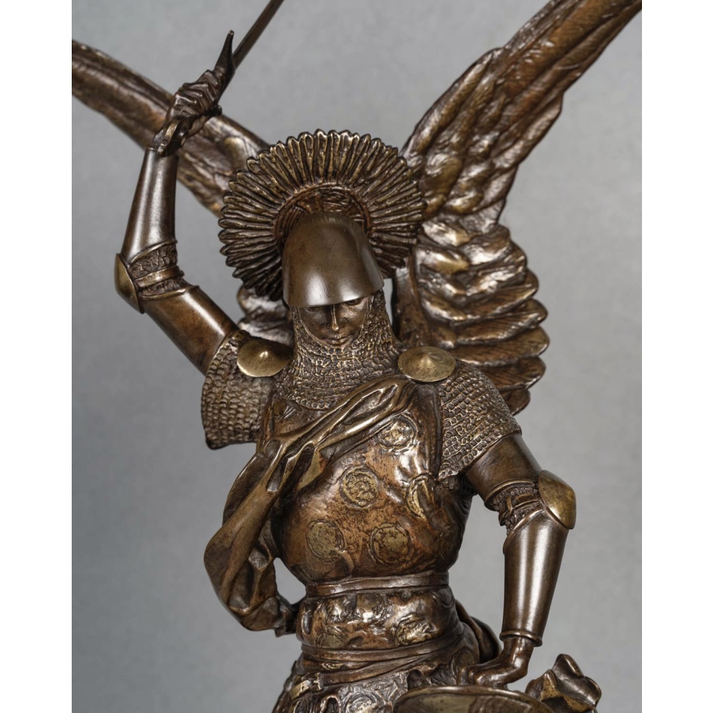 Sculpture – Saint-Michel Terrassant Le Dragon , Emmanuel Frémiet (1824-1910) – Bronze 6