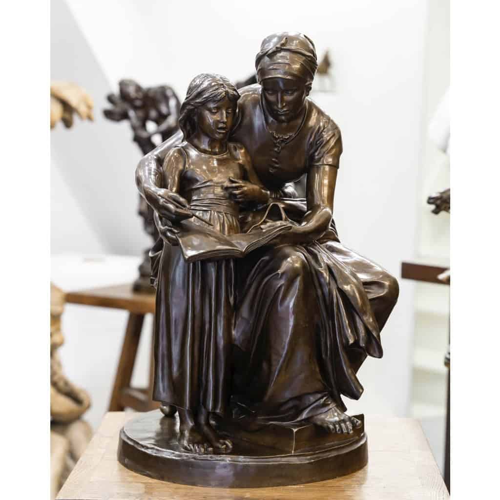 L’ Éducation Maternelle , Eugène Delaplanche (1836-1891) – Bronze 3