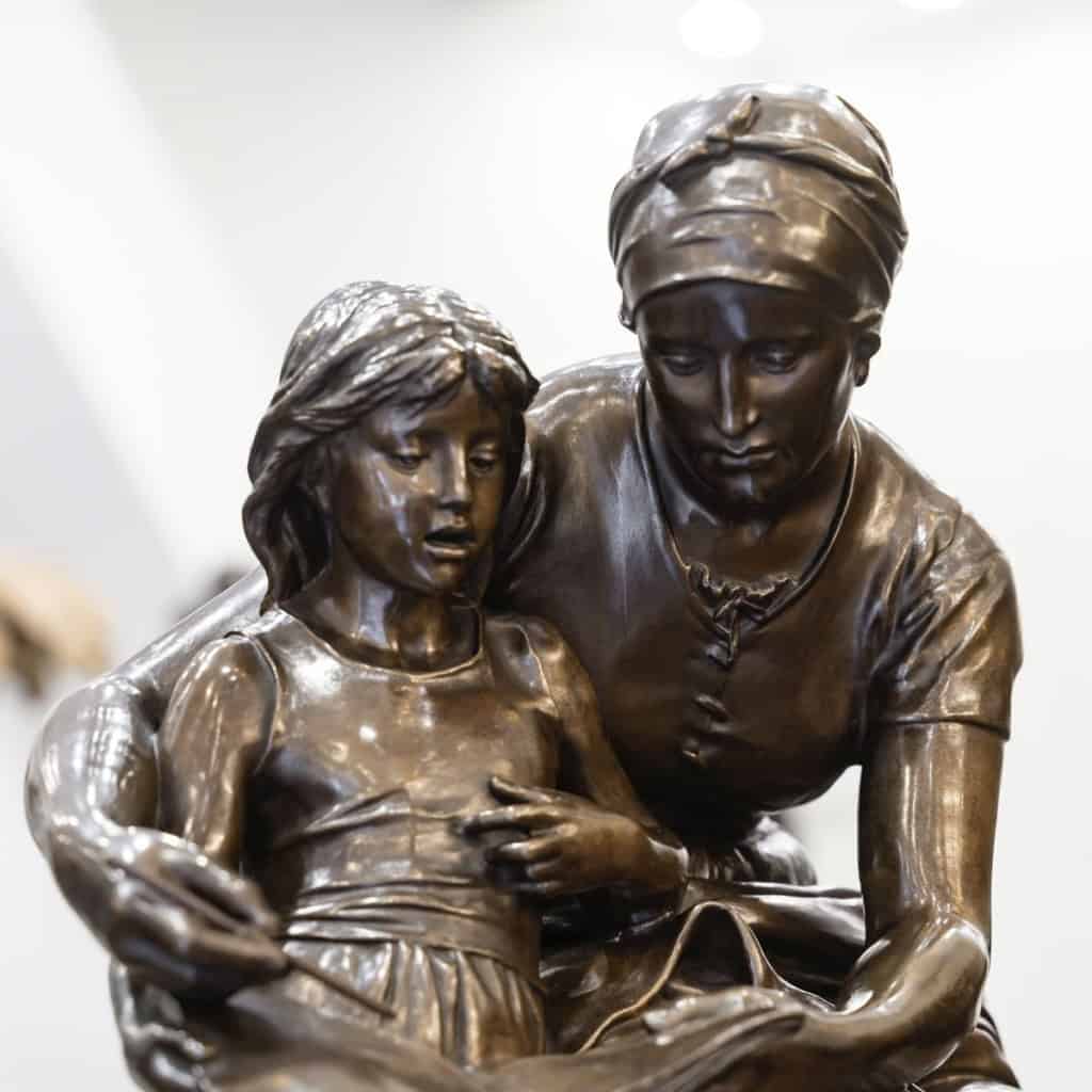 L’ Éducation Maternelle , Eugène Delaplanche (1836-1891) – Bronze 6