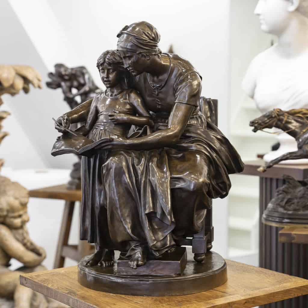 L’ Éducation Maternelle , Eugène Delaplanche (1836-1891) – Bronze 4