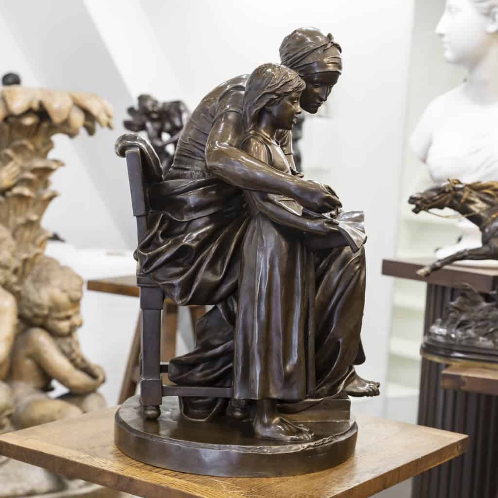 L’ Éducation Maternelle , Eugène Delaplanche (1836-1891) – Bronze 10