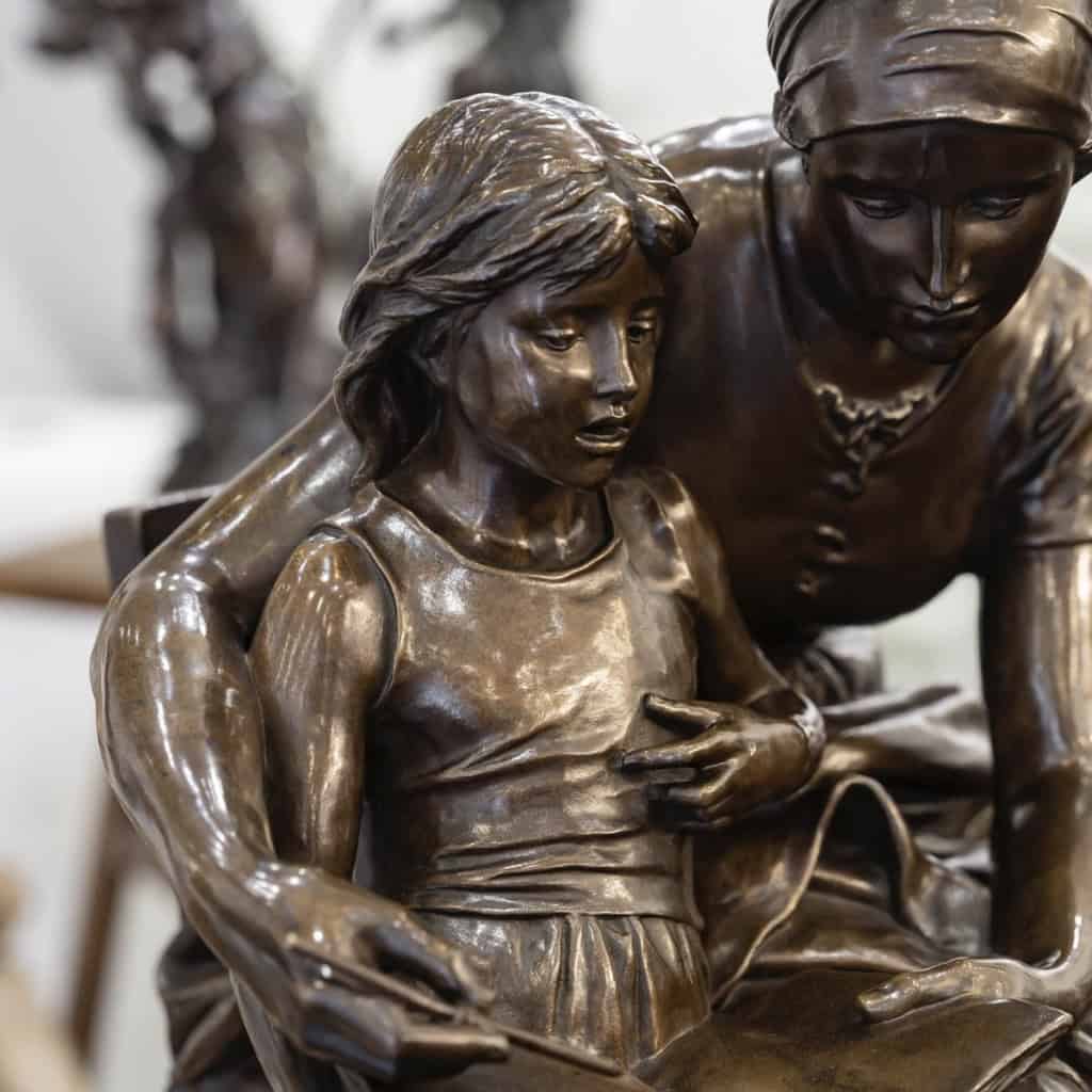 L’ Éducation Maternelle , Eugène Delaplanche (1836-1891) – Bronze 8