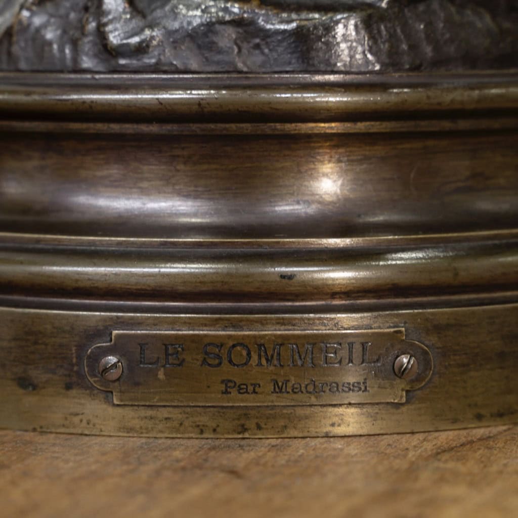 Sculpture – Le Sommeil , Luca Madrassi (1848-1919) – Bronze 10