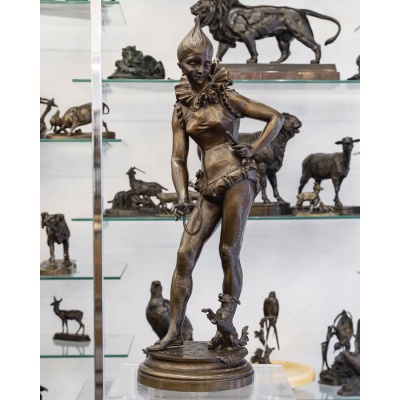 La Dresseuse De Chien , Vincent Désiré Faure De Broussé (1843-1908) – Bronze 3