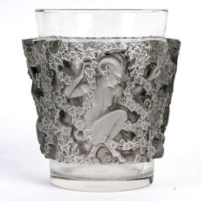 1938 René Lalique – Vase Bacchus Verre Blanc Patiné Gris