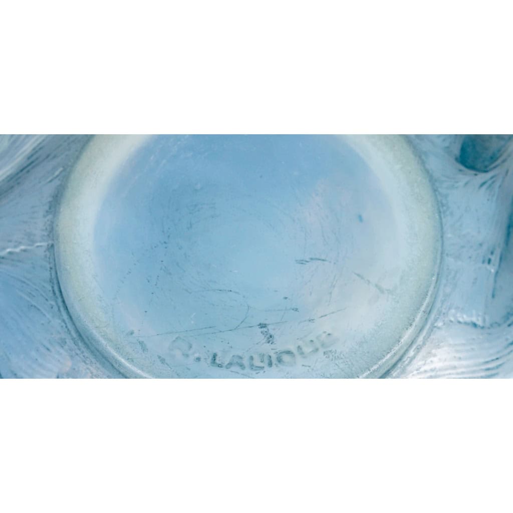 1924 René Lalique – Vase Formose Verre Opalescent Patiné Bleu 7
