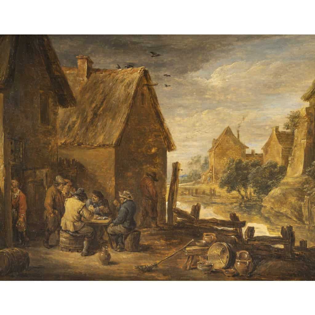 Atelier de David TENIERS le Jeune (1610 – 1690), réunion devant la taverne 4