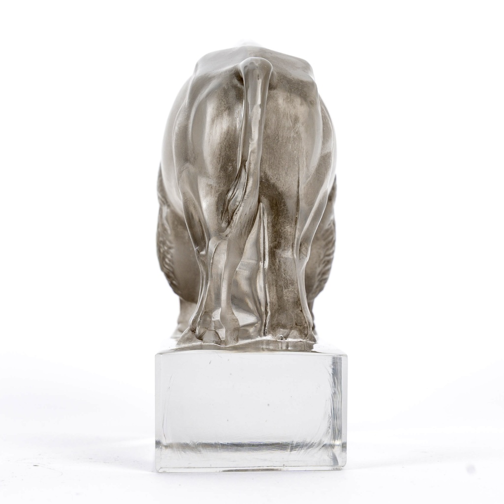1931 René Lalique – Presse Papiers Bison Verre Blanc Patiné Gris 7