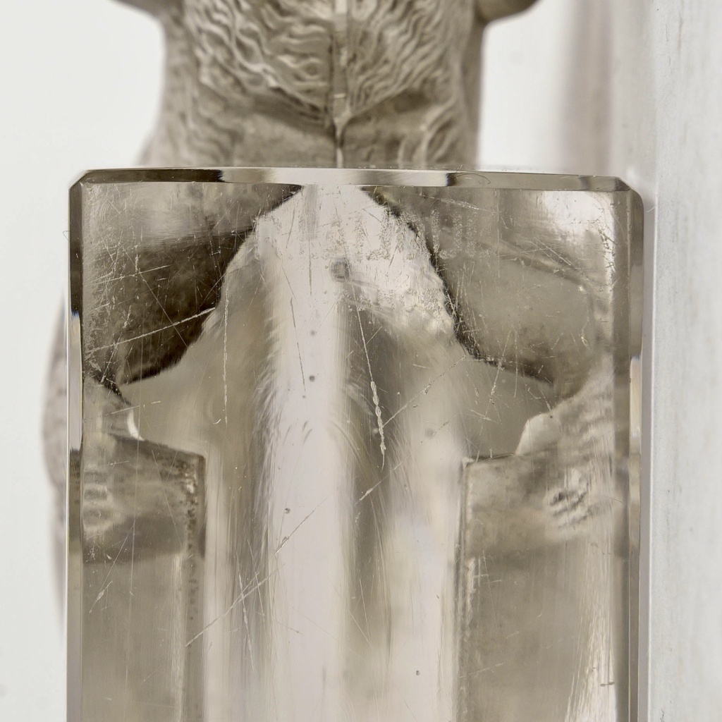 1931 René Lalique – Presse Papiers Bison Verre Blanc Patiné Gris 8