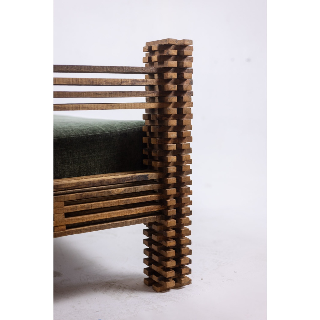 Canapé ou banquette murale 3 places, modèle « Kapla ». Années 1960. LS6551 14