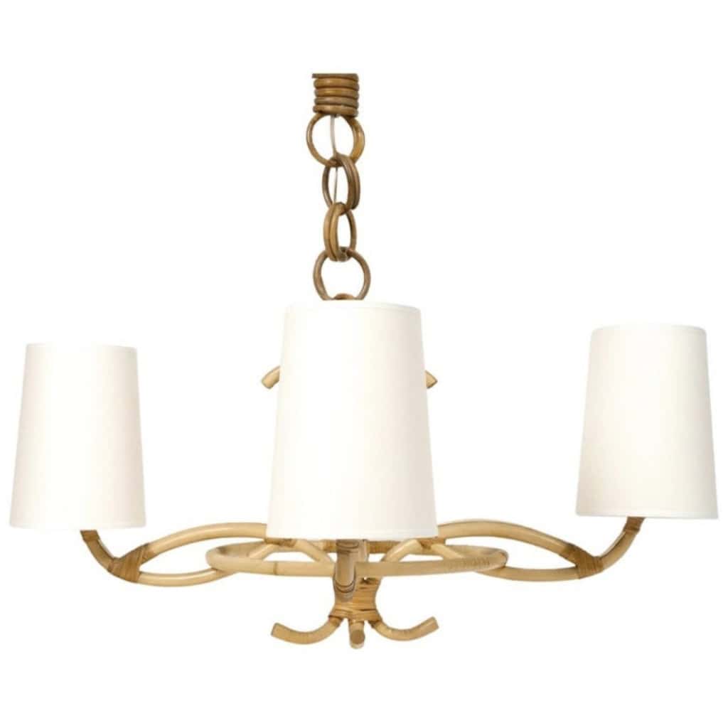 Lustre en rotin de 1960 par Louis Sognot 3 Lustre en rotin de 1960 par Louis Sognot 3